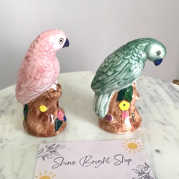 Anthropologie Handpainted Glazed Stoneware Salt and Pepper Shakers Birds NIB NWT - Picture 7 of 12